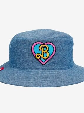 Barbie The Movie Heart Logo Blue Denim Bucket Hat - One Size
